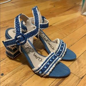 Sam Edelman blue embellished block heals